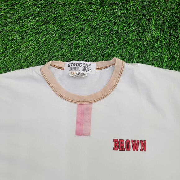 Vintage 90s Browns Ringer Shirt Womens Large 20x26 White USA - Picture 11 of 14